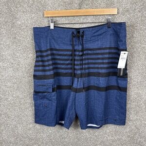 O'Neill Board Shorts Men's 36 Navy Blue‎ Black Swim Trunks Striped Cargo Pocket